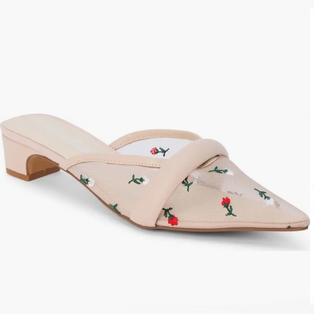 Matisse Blush Pink Floral Embroidered Pointed Mule